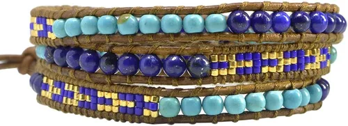 Vista 7 de KELITCH Skull 3 Wrap Leather Bracelet Punk Beaded Bracelets Stackable Gothic Bangle Bracelets