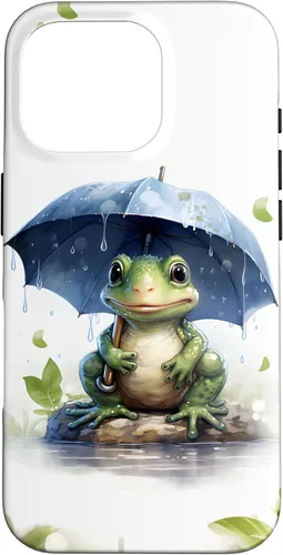 Vista 20 de Cute Green Frog with Umbrella in The Rain Case for iPhone 17