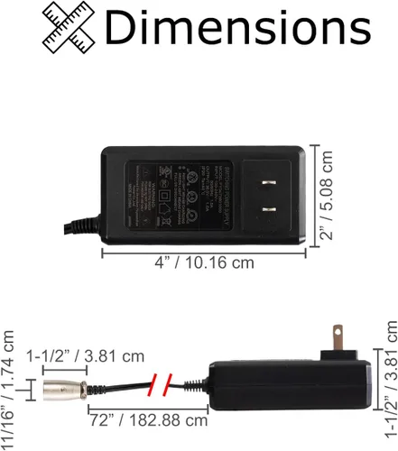 Vista 5 de AlveyTech Cargador de batería SLA de 36 voltios y 1.0 amperios con conector XLR para Razor Rambler 16, EcoSmart Metro HD, EcoSmart SUP y C25/C35