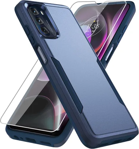 Vista 12 de Funda para Moto G 5G 2022, con protector de pantalla [prueba de caídas de grado militar], funda protectora resistente de servicio pesado robusto a