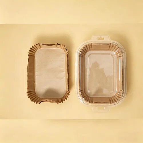 Vista 2 de Forros desechables rectangulares para freidora de aire, 50 piezas de papel pergamino de pulpa virgen para freidora de aire de 4 a 6 cuartos
