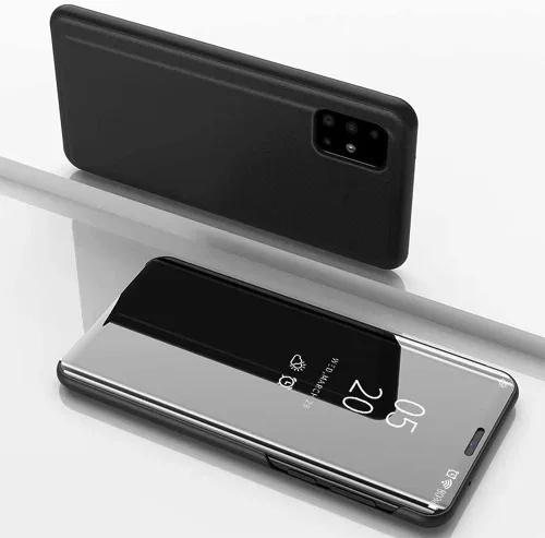 Vista 6 de Funda para Huawei P40, funda de espejo abatible con función de soporte, PC/PU translúcida transparente a prueba de golpes, funda protectora