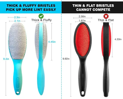 Vista 4 de ezclean - Paquete de 2 cepillos de pelusa para ropa, sofá, muebles, reutilizable y cepillo removedor de pelo de mascotas de doble cara, limpiador