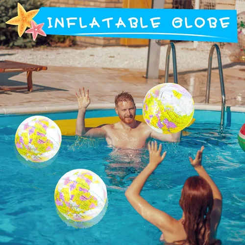 Vista 6 de Globo inflable de 16 pulgadas para inflar, globo del mundo de PVC, bola de playa, juguetes para niños, juego de piscina, juego en el aula, jugar