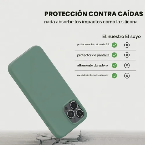 Vista 4 de Compatible con iPhone 13 Pro Max Funda de silicona con protector de pantalla - Verde