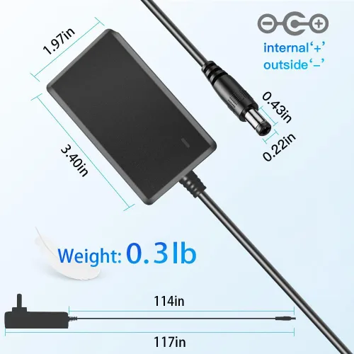 Vista 2 de Fuente de alimentación de 6 V CC, adaptador de CA de 2 A con cable de alimentación de 10 pies, 100-240 V, 50-60 Hz, CA a CC, 6 voltios, 2000 mA
