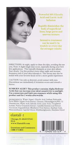 Vista 3 de Elastalift Suero facial de ácido glicólico rejuvenecedor, corrector de manchas oscuras antienvejecimiento, exfoliación facial que reduce los poros