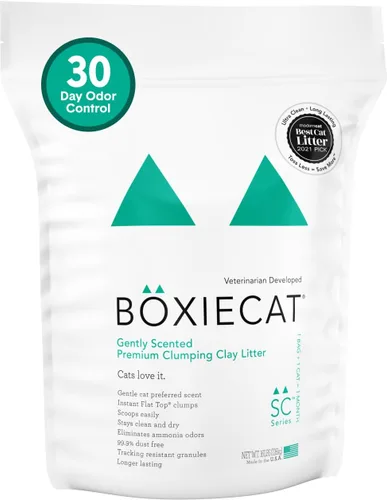 Vista 15 de Boxie® - Arena aglutinante de arcilla extra fuerte con control de olores de 35 días para gatos y gatitos, 16 libras, 99.9% libre de polvo, fórmula