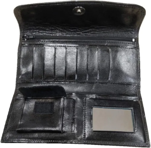 Vista 5 de Sharpshooter Cartera triple de cuero con rosas florecientes occidentales para mujer, Negro -, Billetera triple