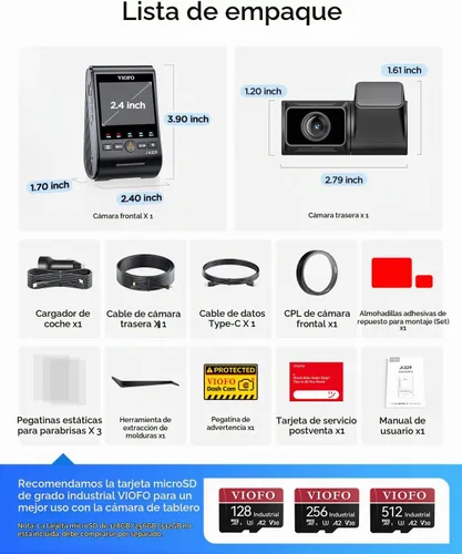 Vista 9 de VIOFO A329S 4K 60FPS Cámara de salpicadero delantera y trasera, cámara Dual de salpicadero 4K+2K para autos, modo de estacionamiento de ahorro