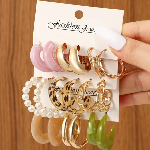 Vista 5 de Juego de 45 pares de aretes de aro dorados para niñas y mujeres, juego de aretes gruesos trenzados pequeños y grandes, aretes para mujer, paquete