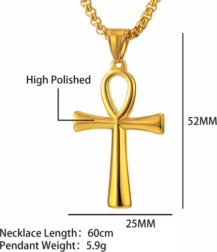 Vista 2 de StoryEtain Collar Ankh copto Ankh con colgante de cruz egipcia collar religioso Ankh regalo de Navidad para mujeres y hombres