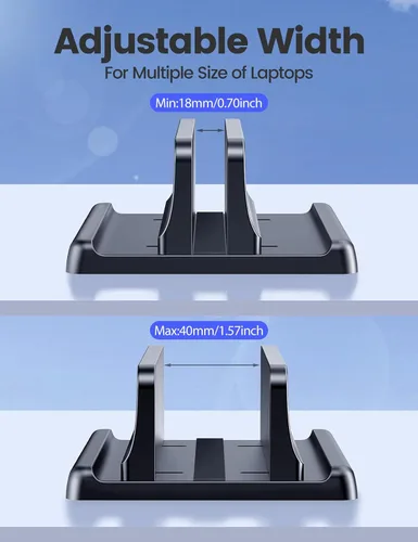 Vista 7 de Vaydeer Soporte vertical para laptop, soporte organizador de plástico ajustable para computadora de escritorio, para ahorrar espacio, 3 en 1