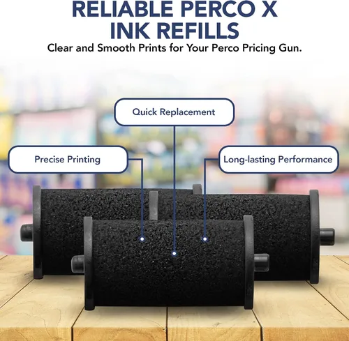 Vista 6 de Perco X Pricing Gun Labeler - Rollos de tinta de repuesto preferidos para pistola de precio Perco X, recarga de tinta fácil y conveniente incluso