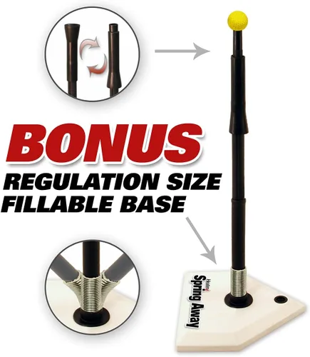 Vista 4 de Heater Sports Spring Away Batting Tee - Altura ajustable, duradera y portátil, ayuda de entrenamiento de béisbol y softbol para todas las edades