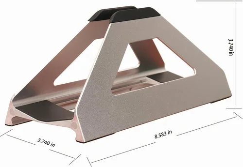 Vista 3 de Soporte vertical para laptop, soporte de ahorro de espacio para MacBook con ajuste de ancho sin herramientas, bonito aluminio anodizado