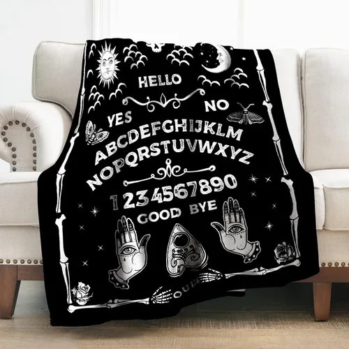 Vista 24 de Levens Manta de murciélago de Halloween, manta gótica de murciélago con diseño de gato negro, regalos para adultos, niños y mujeres, con temática
