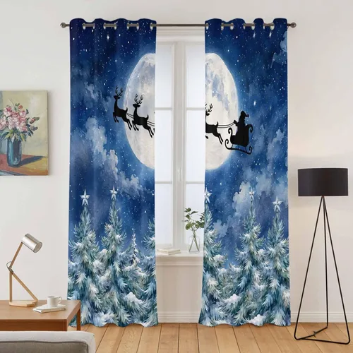 Vista 50 de Libaoge Cortinas de Navidad para cocina, dormitorio, juego de 2 paneles, diseño de muñeco de nieve de Navidad, cortinas de invierno con copos