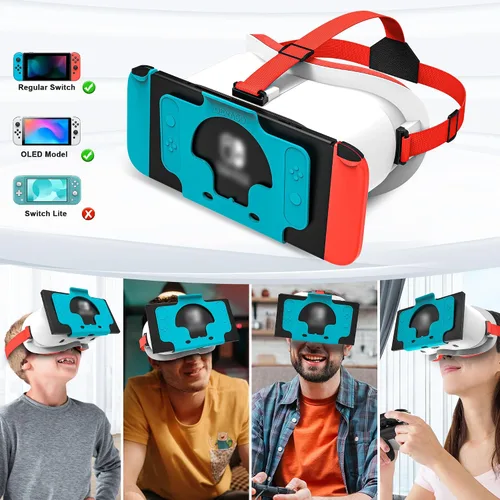 Vista 2 de MVPTGRS Upgraded VR Headset for Original Nintendo Switch & Switch OLED Model, Virtual Reality Glasses with Adjustable HD Lenses and Comfortable Head
