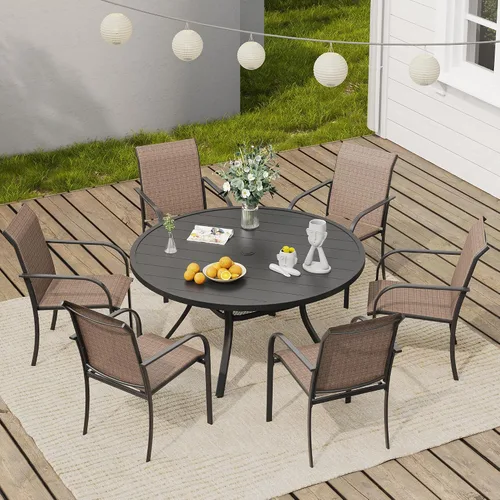 Vista 31 de VICLLAX Juego de 2 sillas de patio pequeñas para exteriores, juego de sillas apilables para patio y mesa de comedor cuadrada para porche delantero