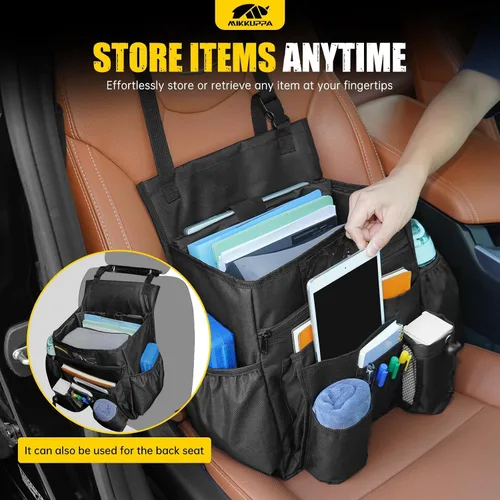 Vista 5 de MIKKUPPA Organizador de Asiento Delantero de Coche - Organizador de Asiento de Pasajero Mejorado y Ampliado con Almacenamiento Dedicado para Laptop