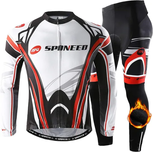 Vista 2 de sponeed Camiseta de ciclismo para hombre manga completa ropa de equitación pantalones