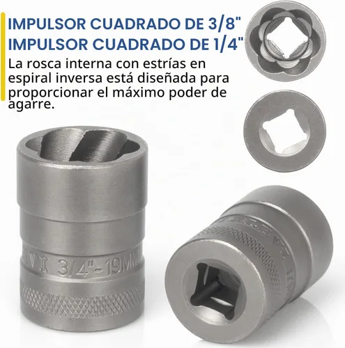 Vista 3 de MABLEVI Juego de 32 extractores de pernos, juego de extractor de tuercas y pernos de impacto mejorados, removedor de tuercas peladas, juego