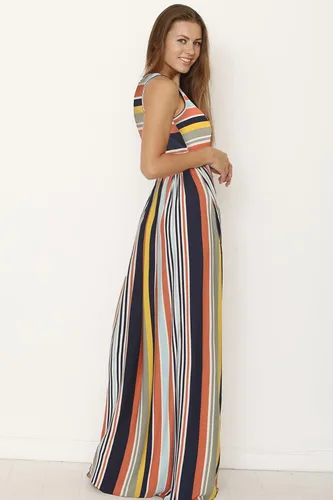 Vista 6 de Eloges - Vestido largo sin mangas con múltiples rayas para mujer S-3X Plus