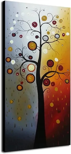 Vista 8 de Wieco Art Pintura al óleo floral grande sobre lienzo, arte de pared listo para colgar para sala de estar, dormitorio, decoración del hogar, moderno