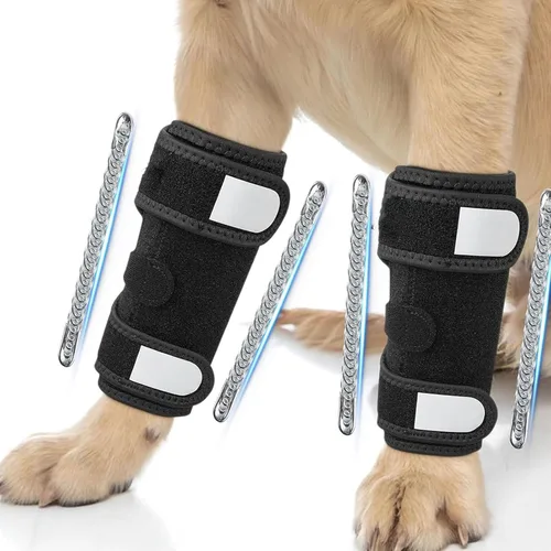Vista 2 de Dog Leg Braces Front Leg Support Wraps Adjustable Joint Covers for Shoulder Elbow Wrist with Reflective Straps High Elasticity Fabric (M)