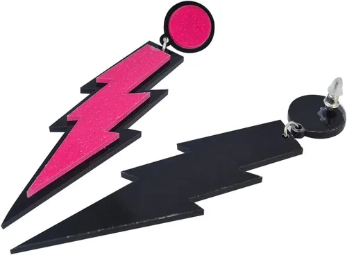 Vista 2 de Pendientes de neón para mujer, aretes retro delicados con gancho de gota de relámpago