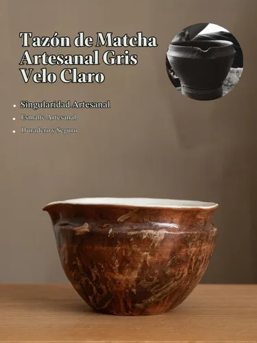 Vista 3 de Juego de 6 piezas para batidor de Matcha japonés con cuenco de cerámica Wabi-Sabi hecho a mano (Chawan), Chasen de bambú, soporte para batidor