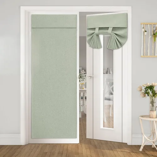 Vista 9 de HOMEIDEAS Cortinas opacas de lino con luz lateral para puerta delantera, cortinas de ventana de puerta lateral, ventana pequeña, decoración moderna