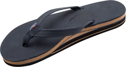 Vista 8 de Rainbow Sandals Sandalias de mujer de doble capa, correa estrecha, sandalias de cuero con arco Marrón oscuro