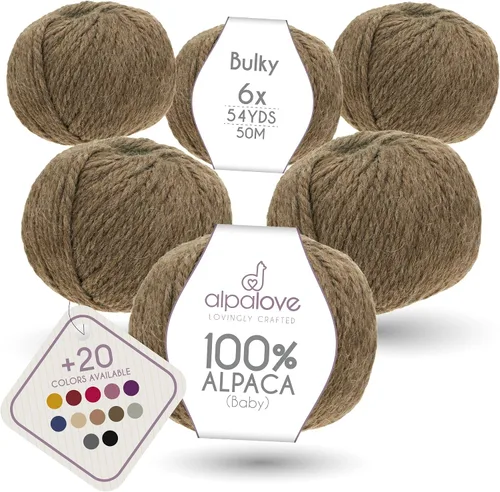 Vista 15 de Set de Lana Abultada (6 x 50 g) Súper Suave de Alpaca Bebé para Tejer Antracita 300 Metros