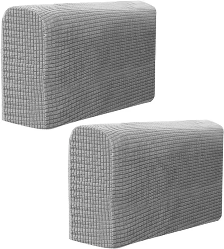 Vista 3 de VICASKY Juego de 2 fundas elásticas para reposabrazos de sofá, toallas para protección de sala de estar (gris claro)