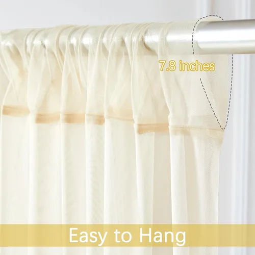 Vista 7 de Telón de fondo de tul transparente champán sin arrugas para fiestas, telón de fondo de boda, para fiesta de cumpleaños, baby shower, decoración