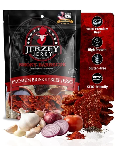 Vista 15 de Jerzey Jerky Carne Asada Brisket Jerky 2.5oz (2 Pack) – Bocadillos de carne de brisket asada con alto contenido en proteínas, sin gluten