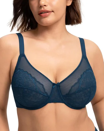 Vista 9 de HSIA Sujetadores minimizadores para mujer Enchante Lace Underwire Bra para Beige almendra