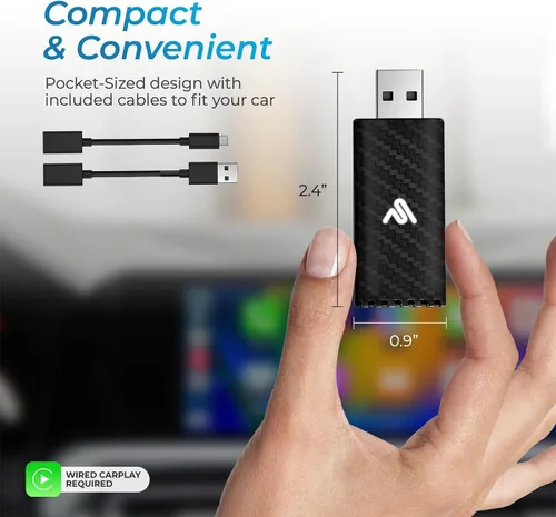 Vista 4 de AutoSky Adaptador inalámbrico CarPlay 2025 Pro Edition - Adaptador inalámbrico CarPlay más rápido y compacto de fábrica con cable CarPlay Cars