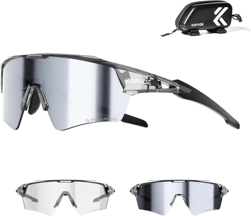 Vista 17 de KAPVOE Gafas de ciclismo fotocromáticas para hombres y mujeres, gafas de sol deportivas con protección UV, gafas de bicicleta de montaña, MTB
