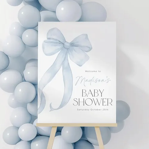 Vista 15 de Letrero de bienvenida personalizado para baby shower, letrero de bienvenida personalizado para bebé, letrero de bienvenida de globo azul, decoración