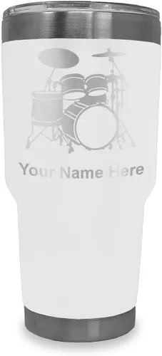 Vista 12 de LaserGram Vaso aislado al vacío de 20 onzas, juego de batería, grabado personalizado incluido (negro)
