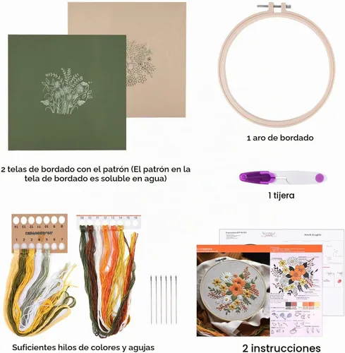 Vista 2 de FEPITO Kit de iniciación de bordado con patrón e instrucciones