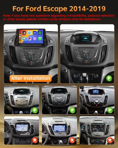 Vista 2 de [8 núcleos 6+128G] Radio Android para Ford Escape 2014-2019, pantalla táctil HD de 9 pulgadas para Escape con CarPlay Android Auto, WiFi de 5 GHz
