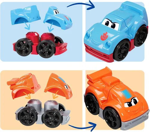 Vista 3 de MEGA BLOKS First Builders - Juego de bloques de construcción para niños pequeños, construye y corre con plataforma con 19 piezas, 2 autos