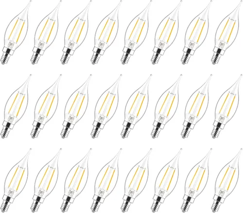 Vista 9 de Sigalux Bombilla de candelabro E12 equivalente a 40 vatios, bombillas LED regulables de 5000 K, luz blanca diurna CA10, bombilla LED E12