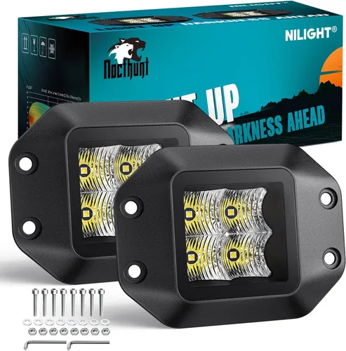 Vista 10 de Nilight - Juego de 2 focos LED para motocicleta de 2 pulgadas y 20 W, haz focalizado cuadrado, luz de trabajo mini para conducción, incorporada EMC