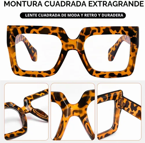 Vista 5 de JATEBI 3 piezas de gafas de luz azul de gran tamaño para mujer marcos