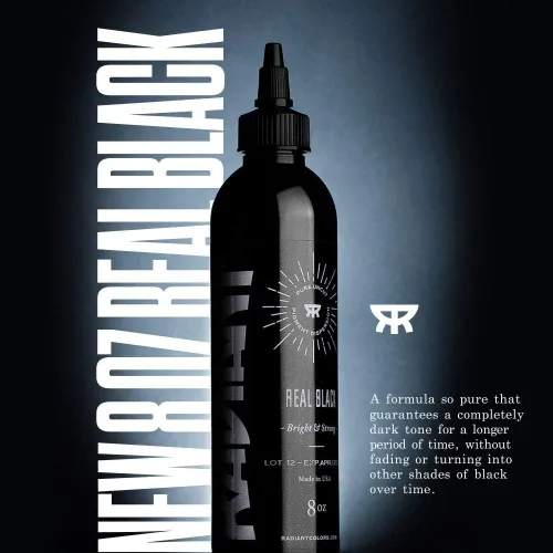 Vista 2 de Radiant Colors - Tinta de contorno de tatuaje negro real 8oz